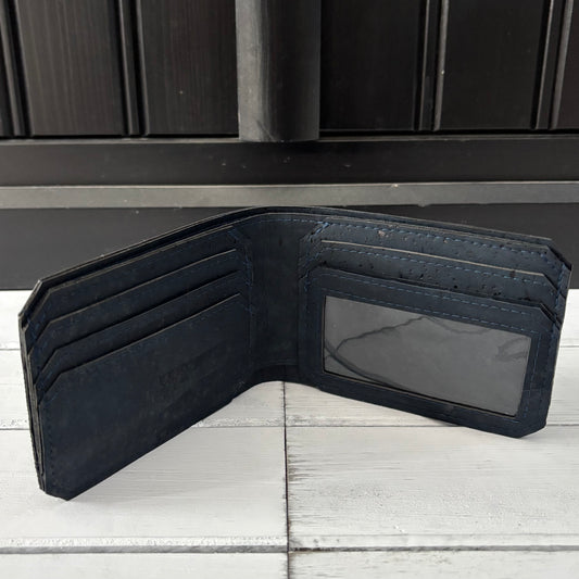 Bifold Wallet with ID Window - Navy Cork