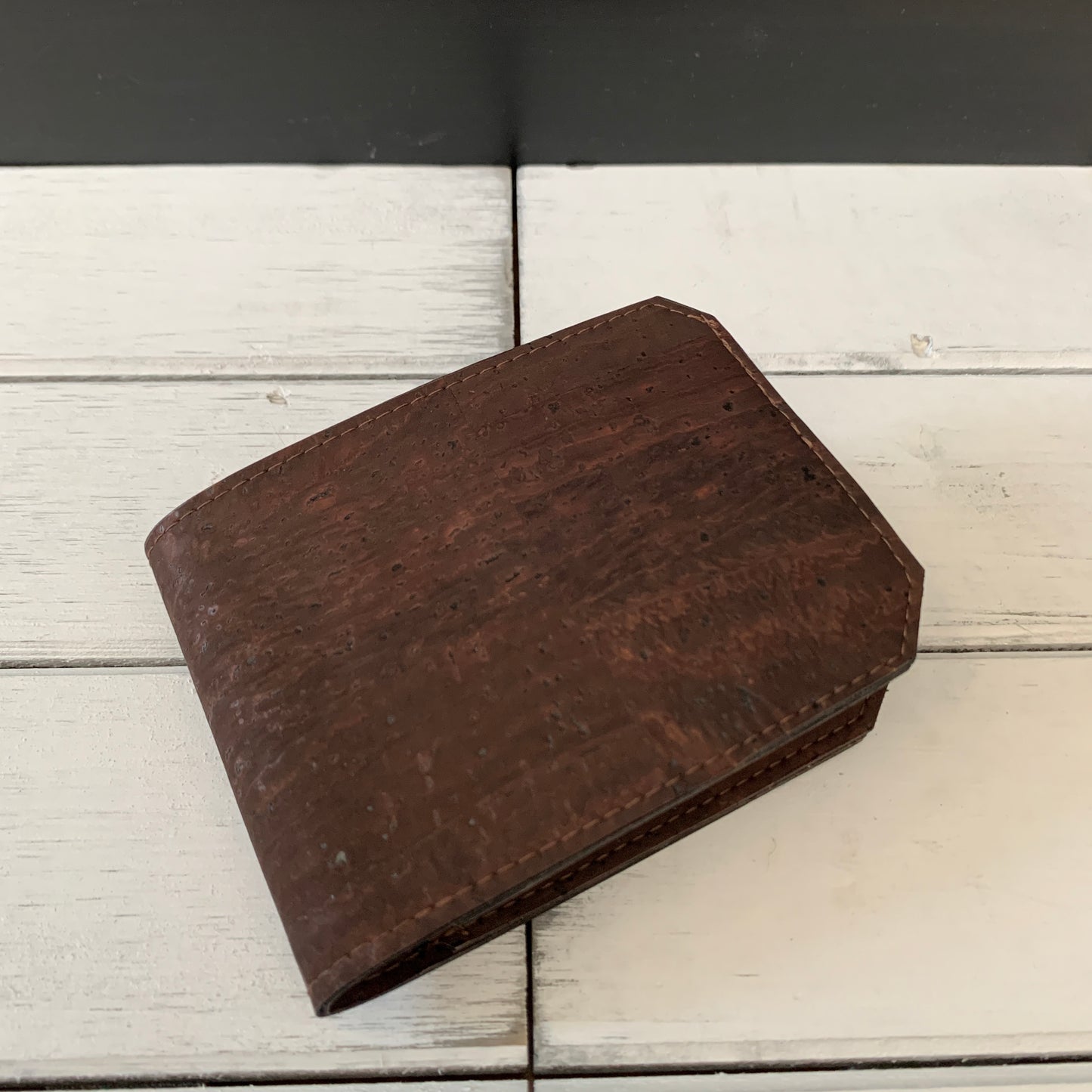 Bifold Wallet with ID Window - Chocolate Brown Cork