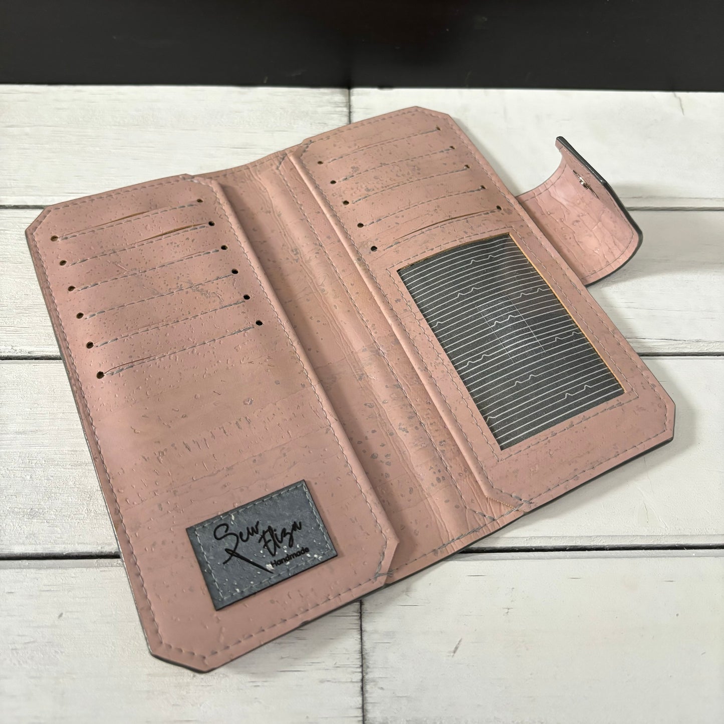 Tall Wallet - Light Pink Cork