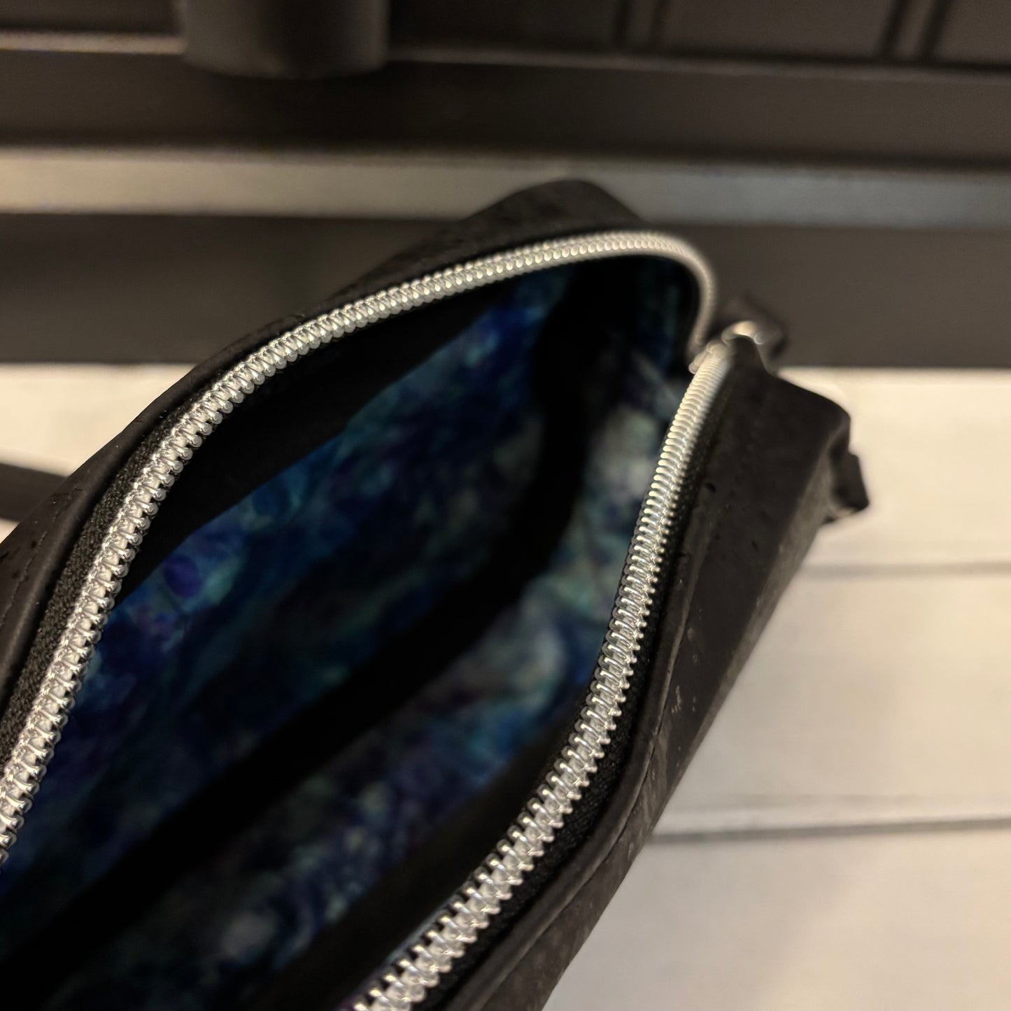 Tiny Cata Crossbody Bag - Black Cork and Black Piñatex