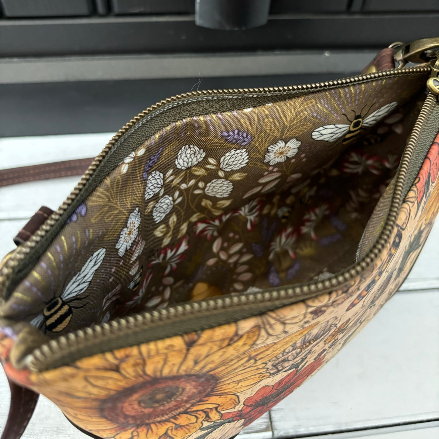 Paradigm Crossbody Bag - Bees and Chocolate Brown version 2