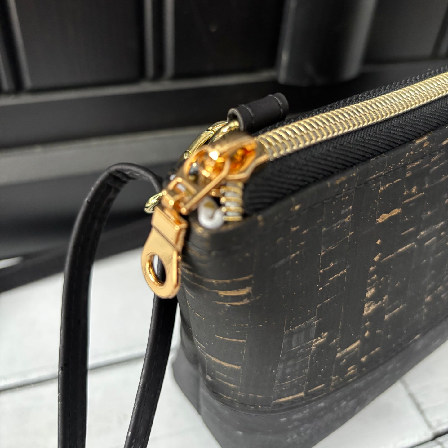 Paradigm Crossbody Bag - Gold Fleck and Black Cork