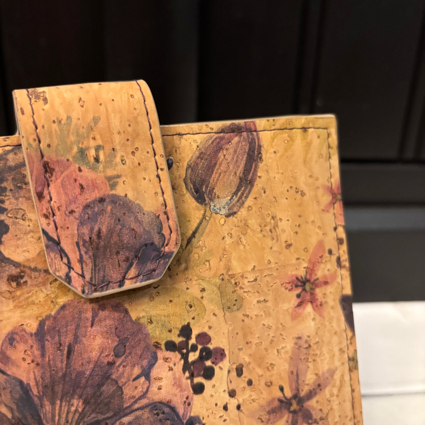 Passport Wallet - Printed Anemone Cork