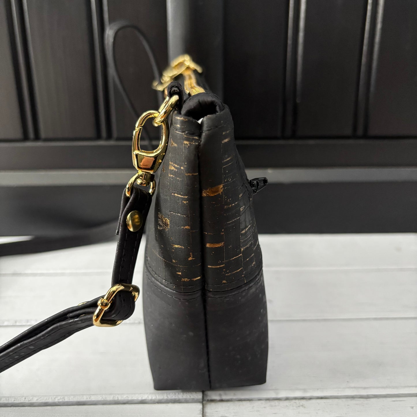 Paradigm Crossbody Bag - Gold Fleck and Black Cork