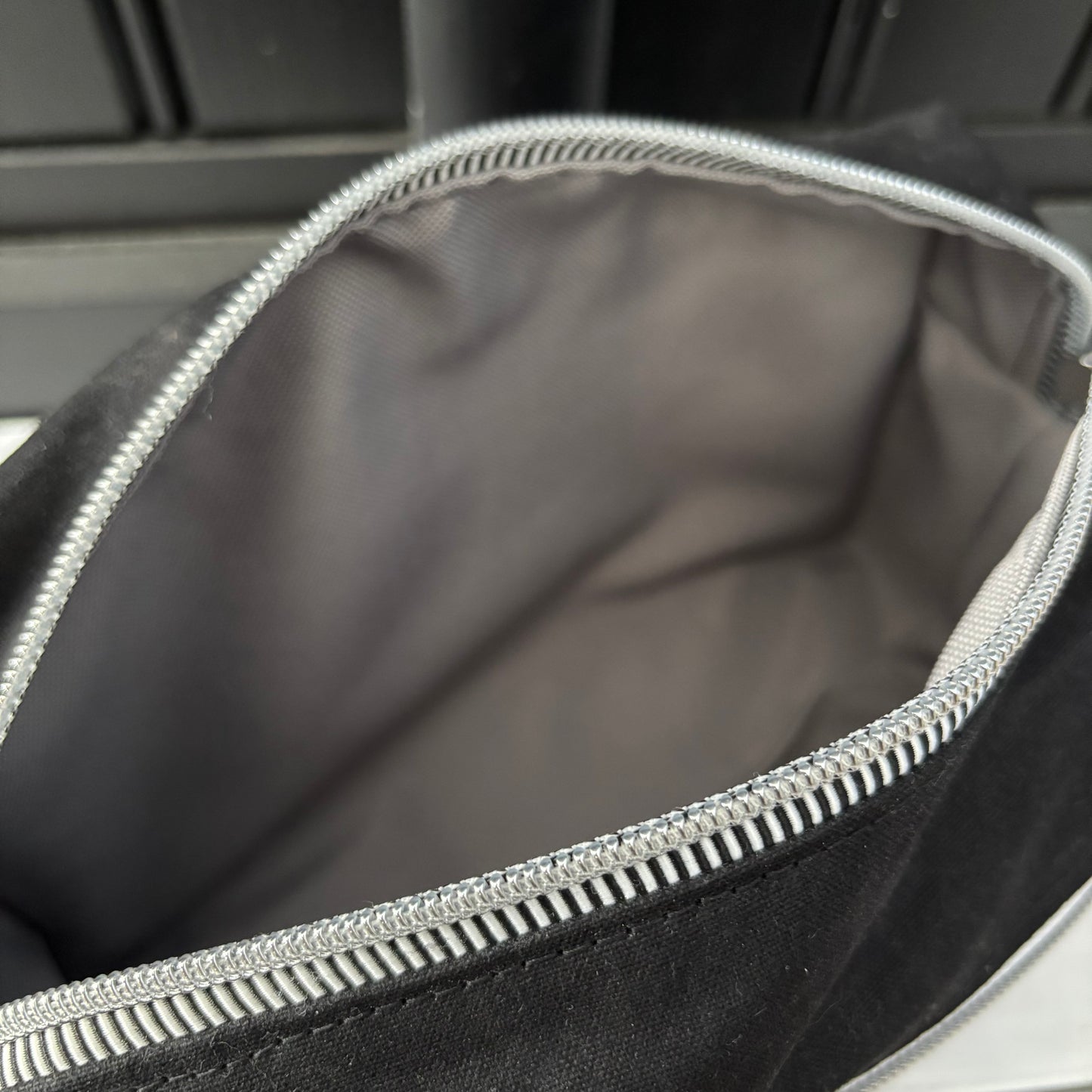 Isabella Pouch - Gilded Grey Cork and Black Waxed Canvas version 2