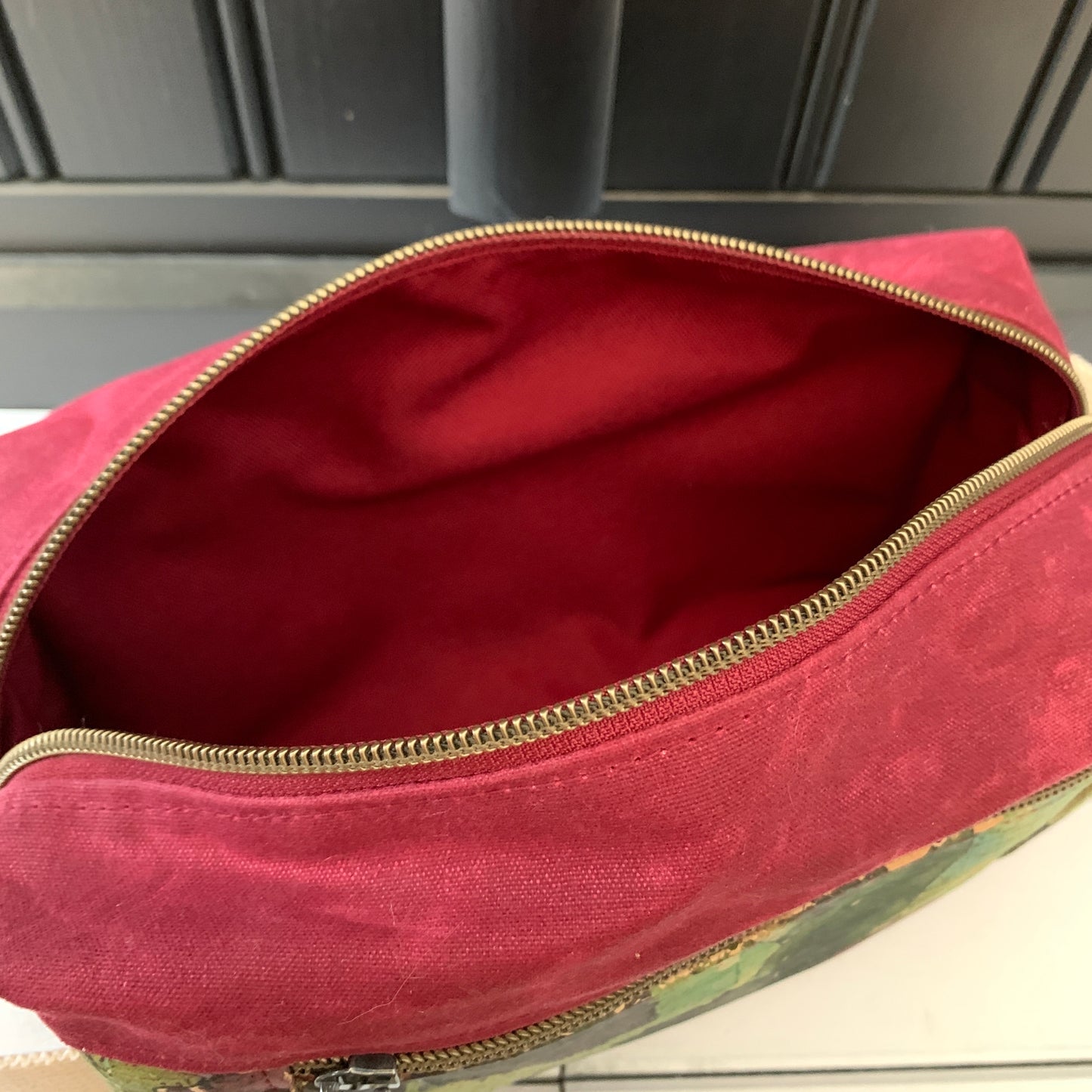 Isabella Pouch - Wine Floral Cork and Burgundy Waxed Canvas