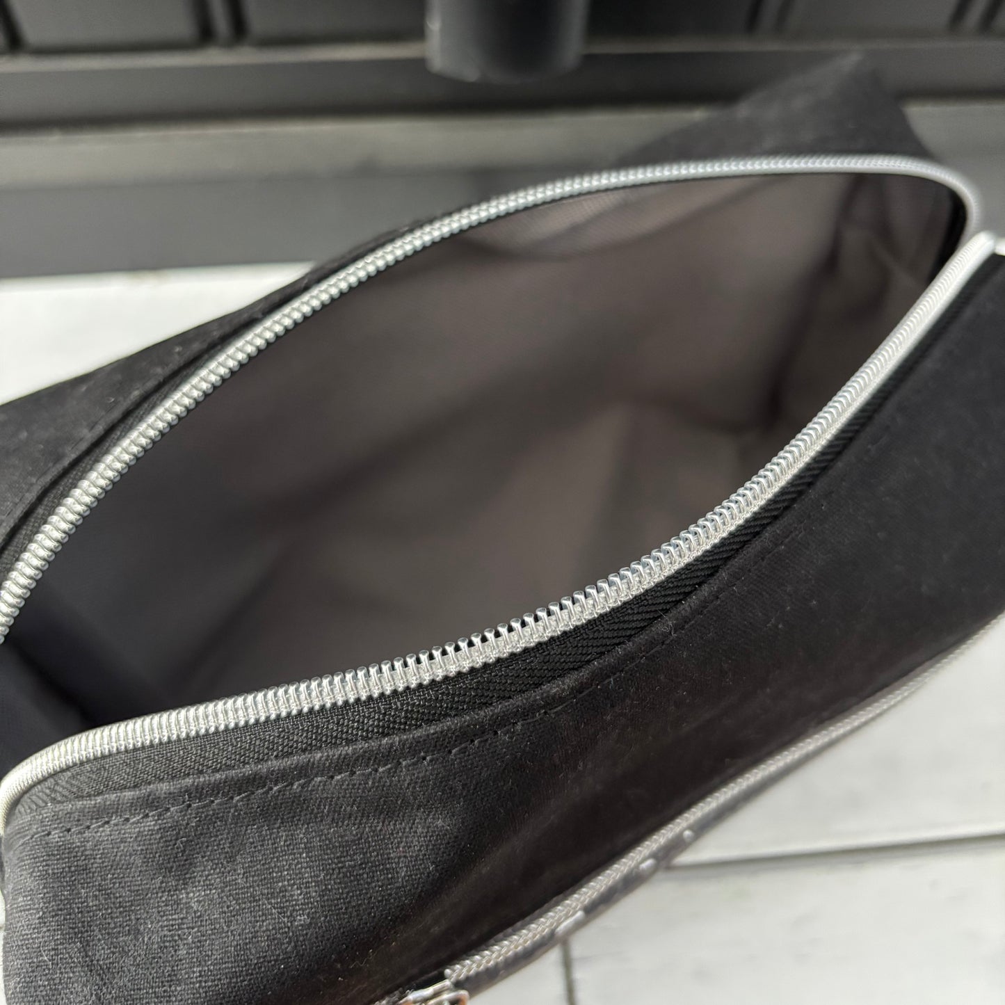 Isabella Pouch - Gilded Grey Cork and Black Waxed Canvas version 1