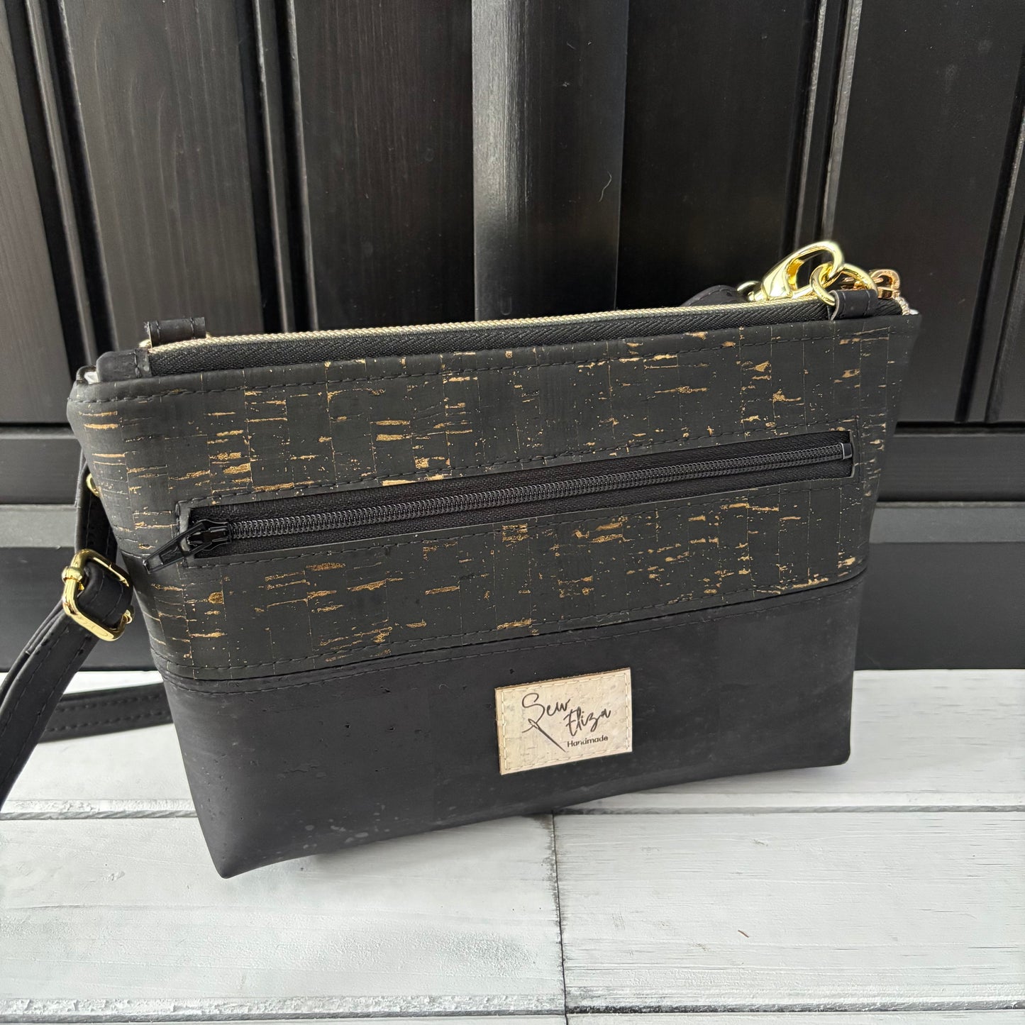 Paradigm Crossbody Bag - Gold Fleck and Black Cork