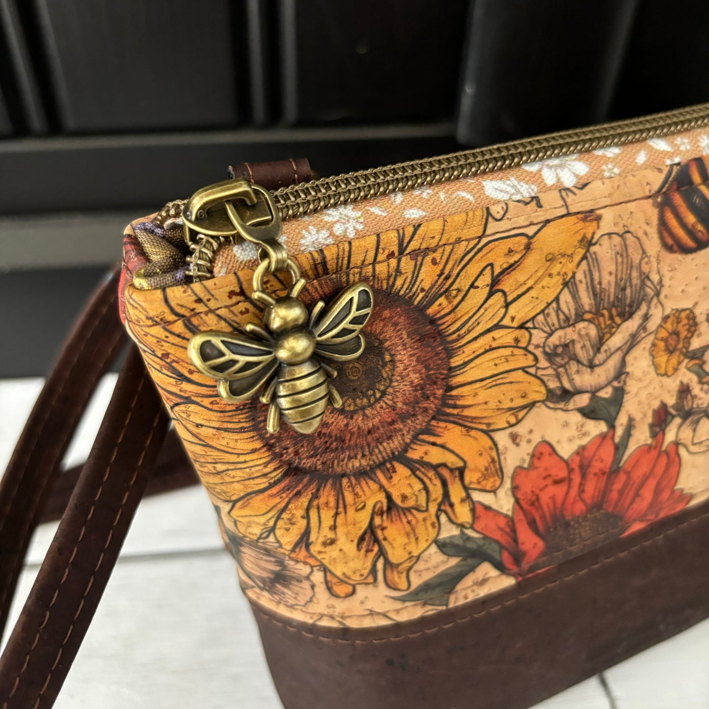Paradigm Crossbody Bag - Bees and Chocolate Brown version 1