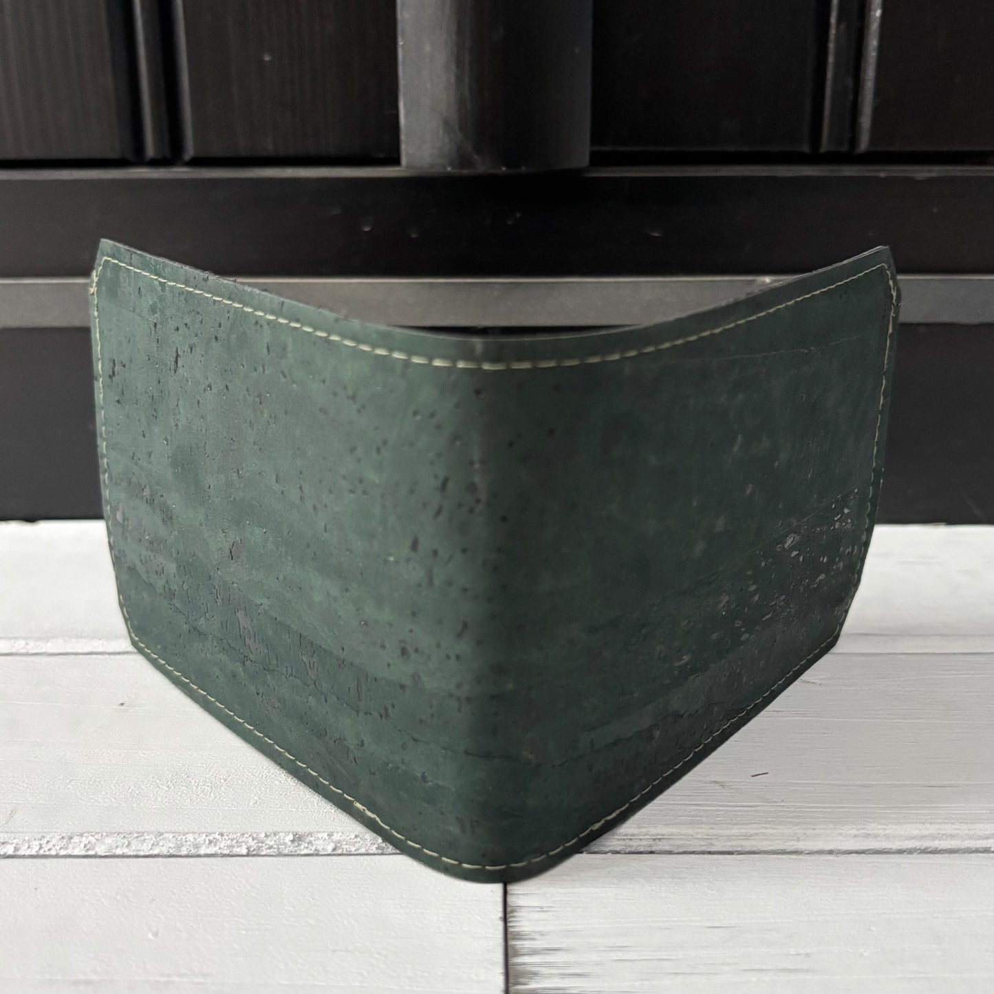 Bifold Wallet with ID Window - Forest Green Cork