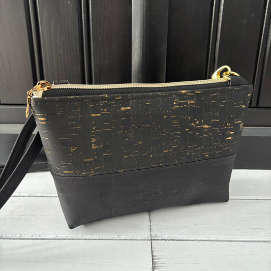 Paradigm Crossbody Bag - Gold Fleck and Black Cork