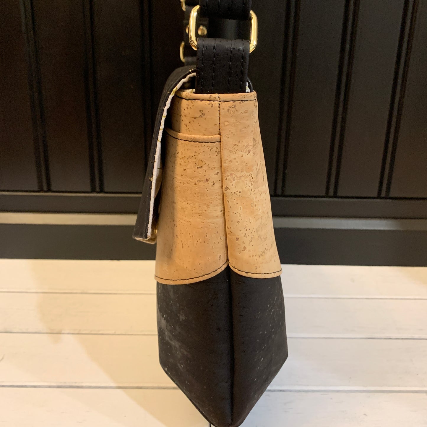 Vara Crossbody Bag - Black Gold Fleck, Natural and Black Cork