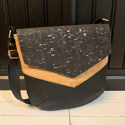 Vara Crossbody Bag - Black Gold Fleck, Natural and Black Cork