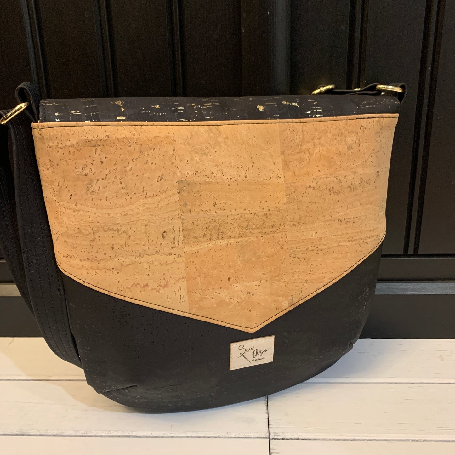 Vara Crossbody Bag - Black Gold Fleck, Natural and Black Cork