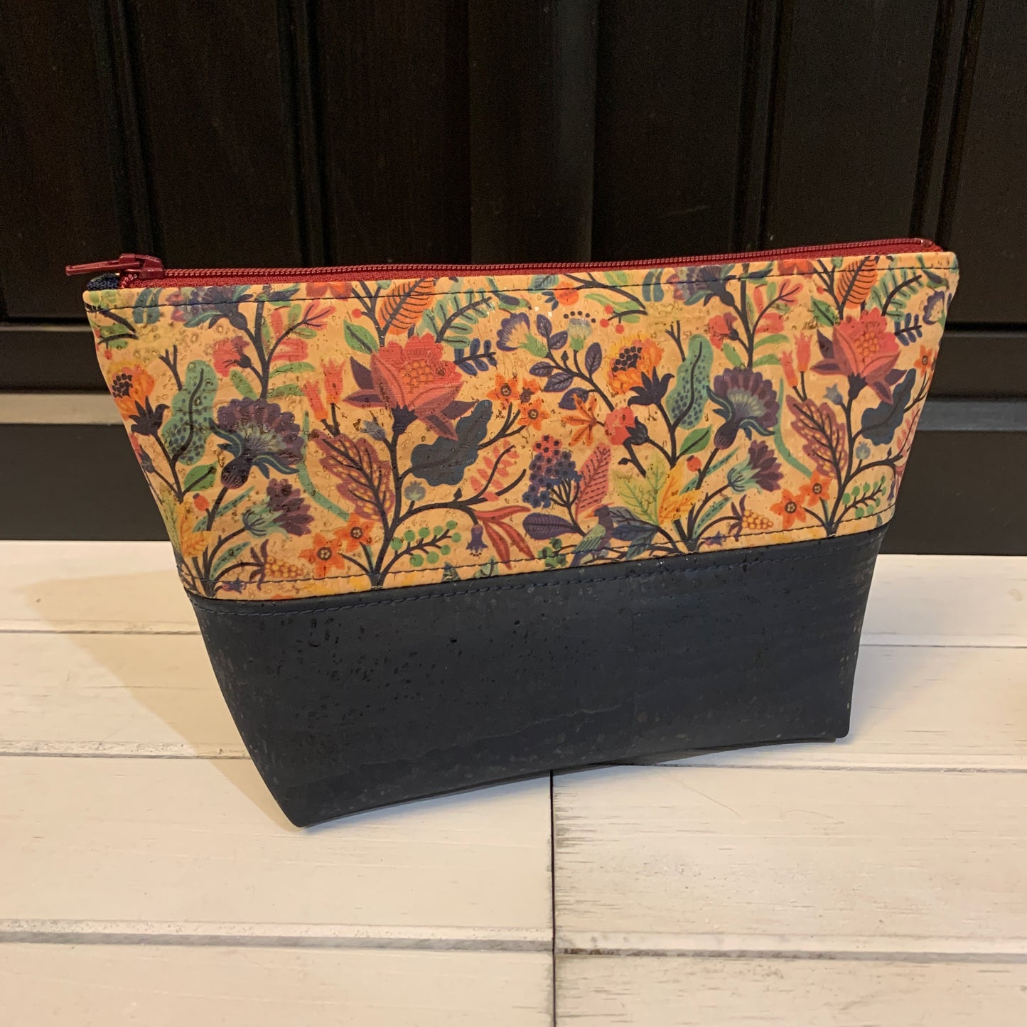 Open Wide Pouch - Small - Funk Folk and Navy Cork