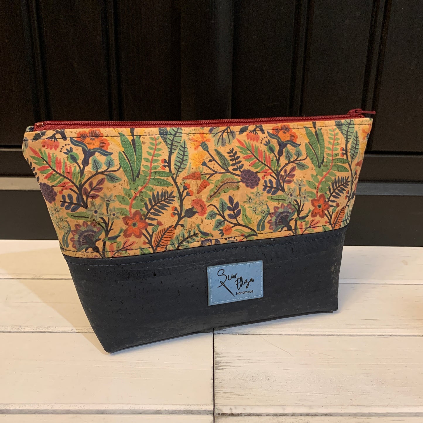 Open Wide Pouch - Small - Funk Folk and Navy Cork