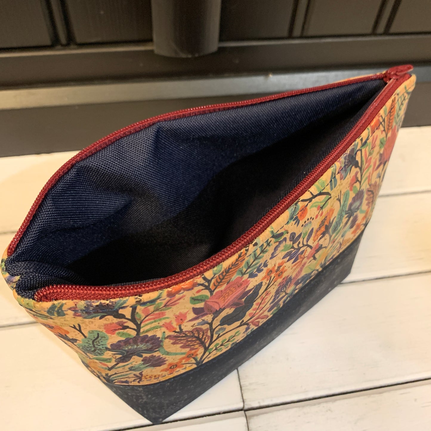 Open Wide Pouch - Small - Funk Folk and Navy Cork