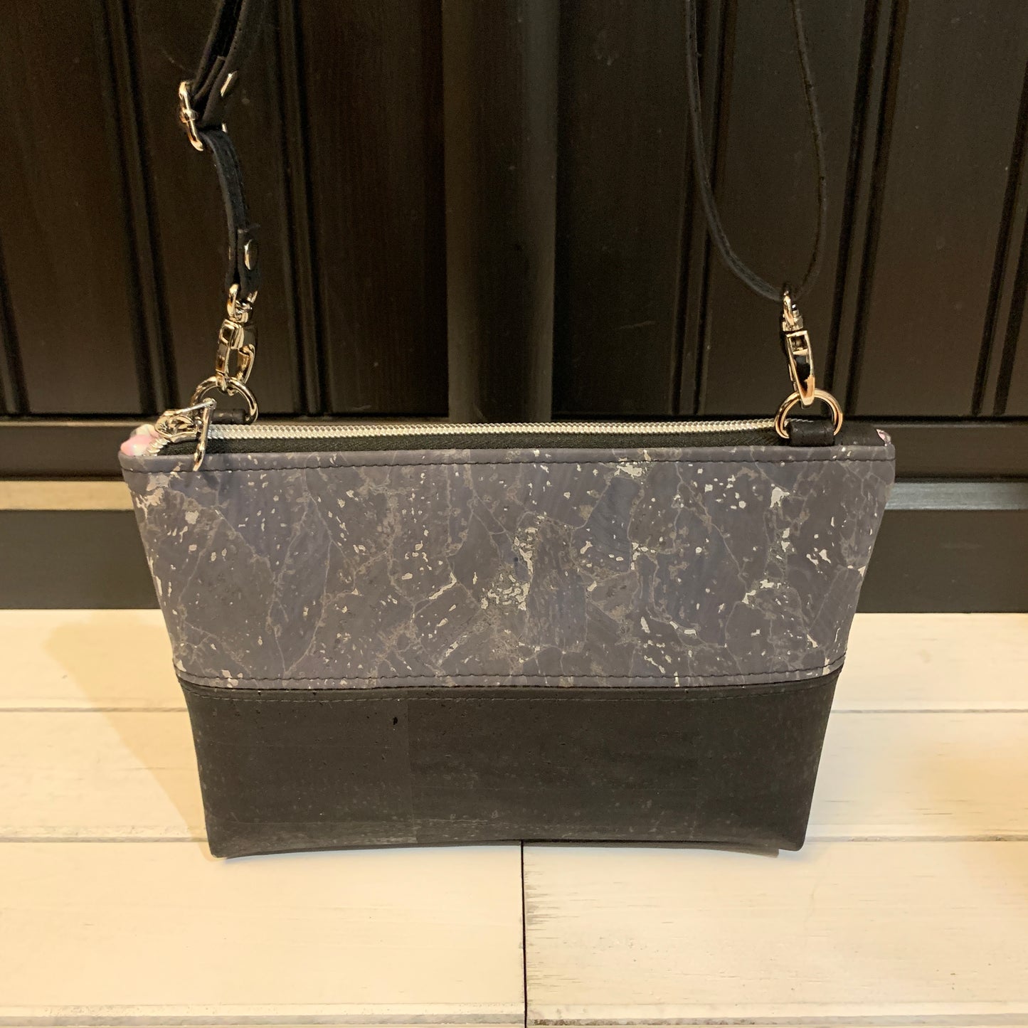 Paradigm Crossbody Bag - Gilded Charcoal and Black Cork