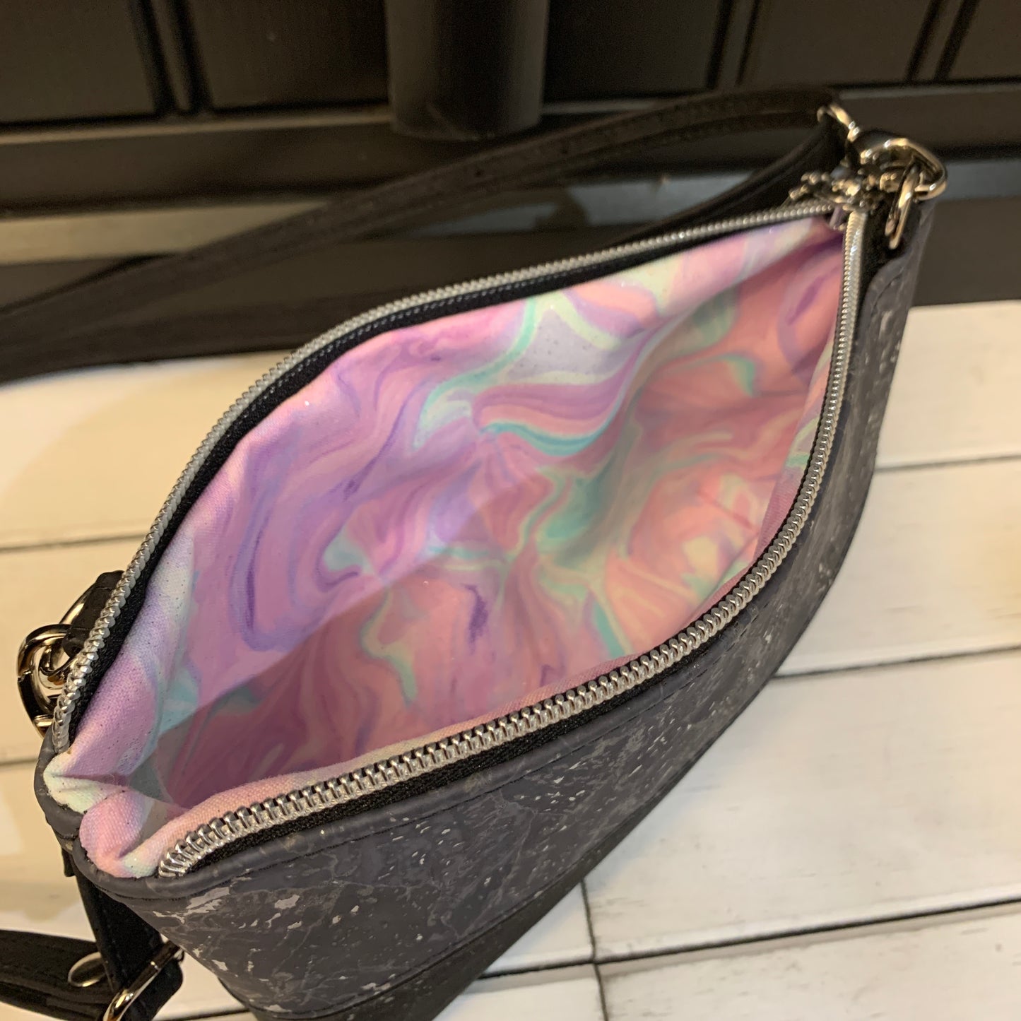 Paradigm Crossbody Bag - Gilded Charcoal and Black Cork