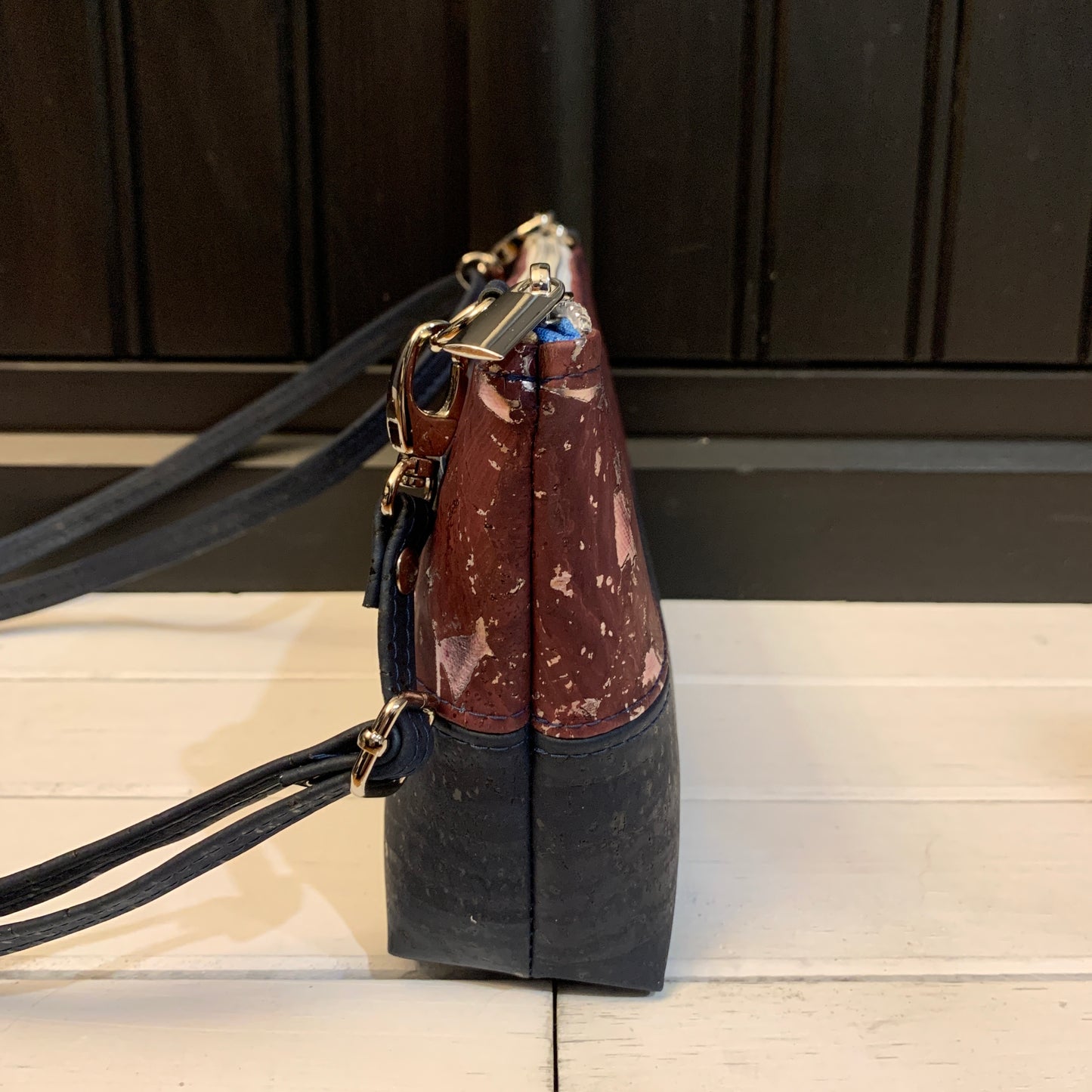 Paradigm Crossbody Bag - Gilded Purple and Navy Cork