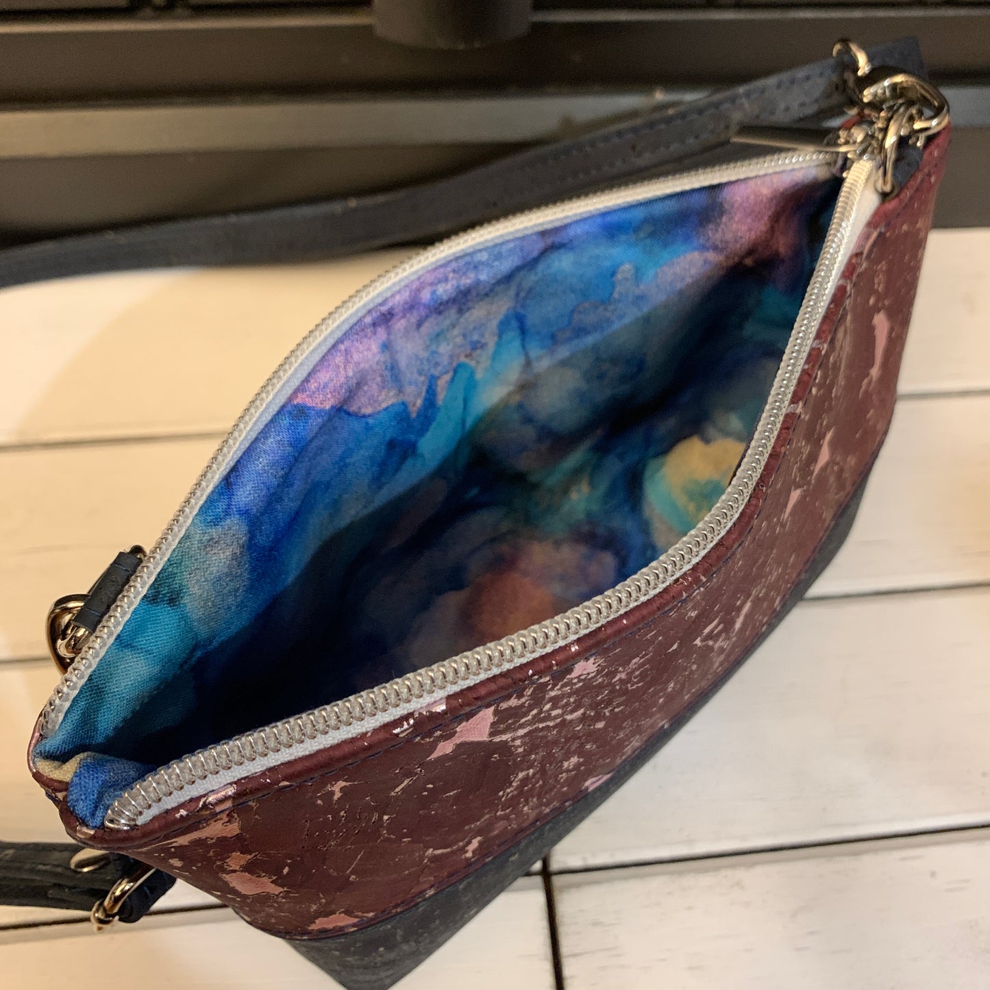 Paradigm Crossbody Bag - Gilded Purple and Navy Cork