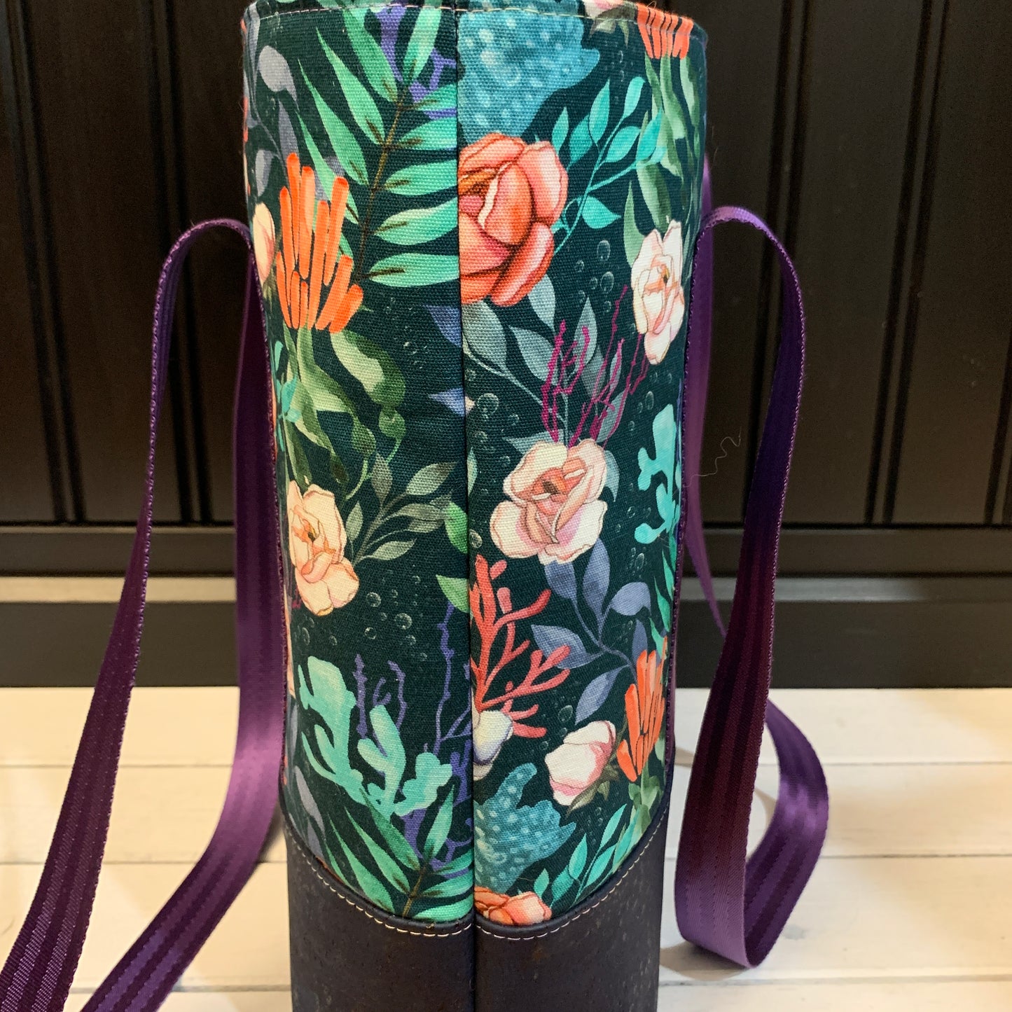 Tuesday Tote - Navy Cork and Water Plants Canvas