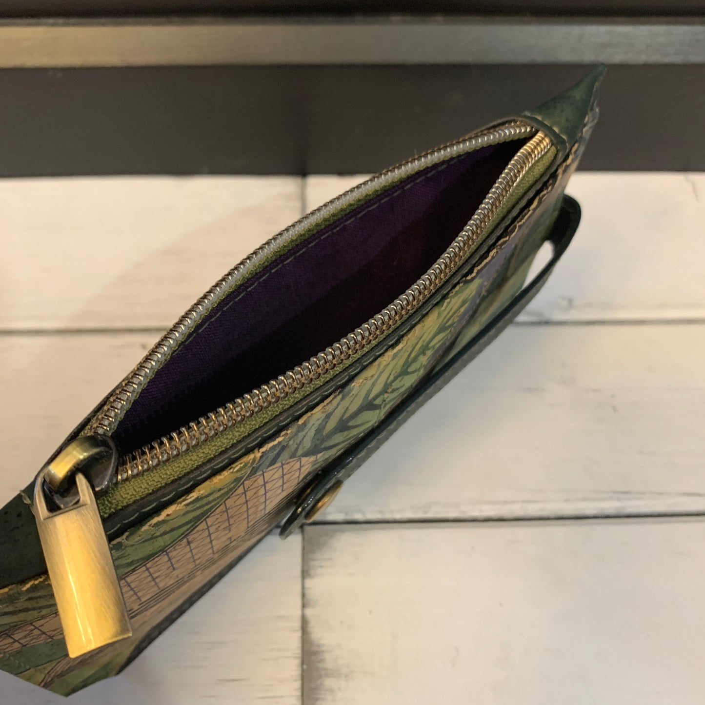 Purse Pal - Printed Treeline and Forest Green Cork