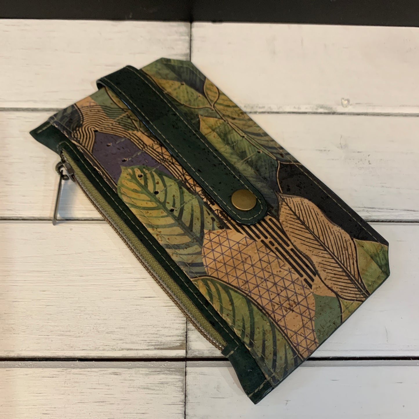 Purse Pal - Printed Treeline and Forest Green Cork