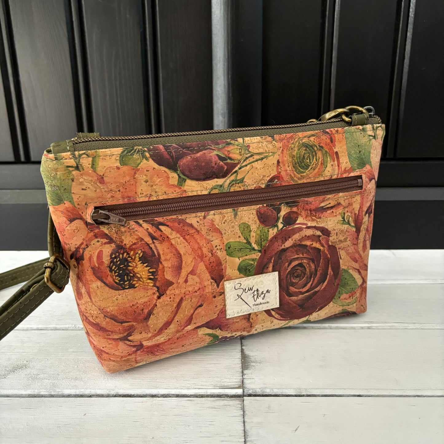 Paradigm Crossbody Bag - Roses and Army Green Cork version 1