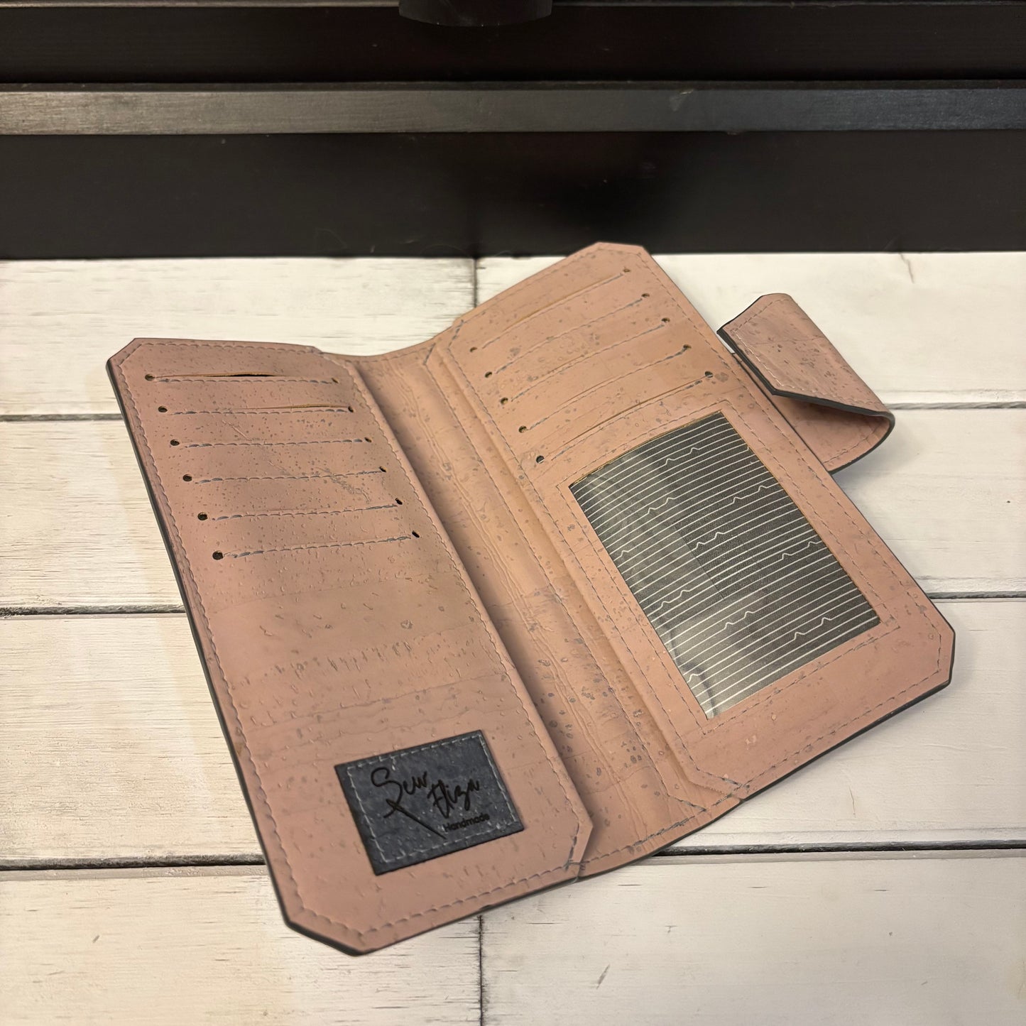 Tall Wallet - Pink Cork