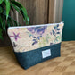 Open Wide Pouch - Small - Printed Anemone and Forest Green
