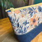 Open Wide Pouch - Small - Printed Prairie Flower and Navy Cork