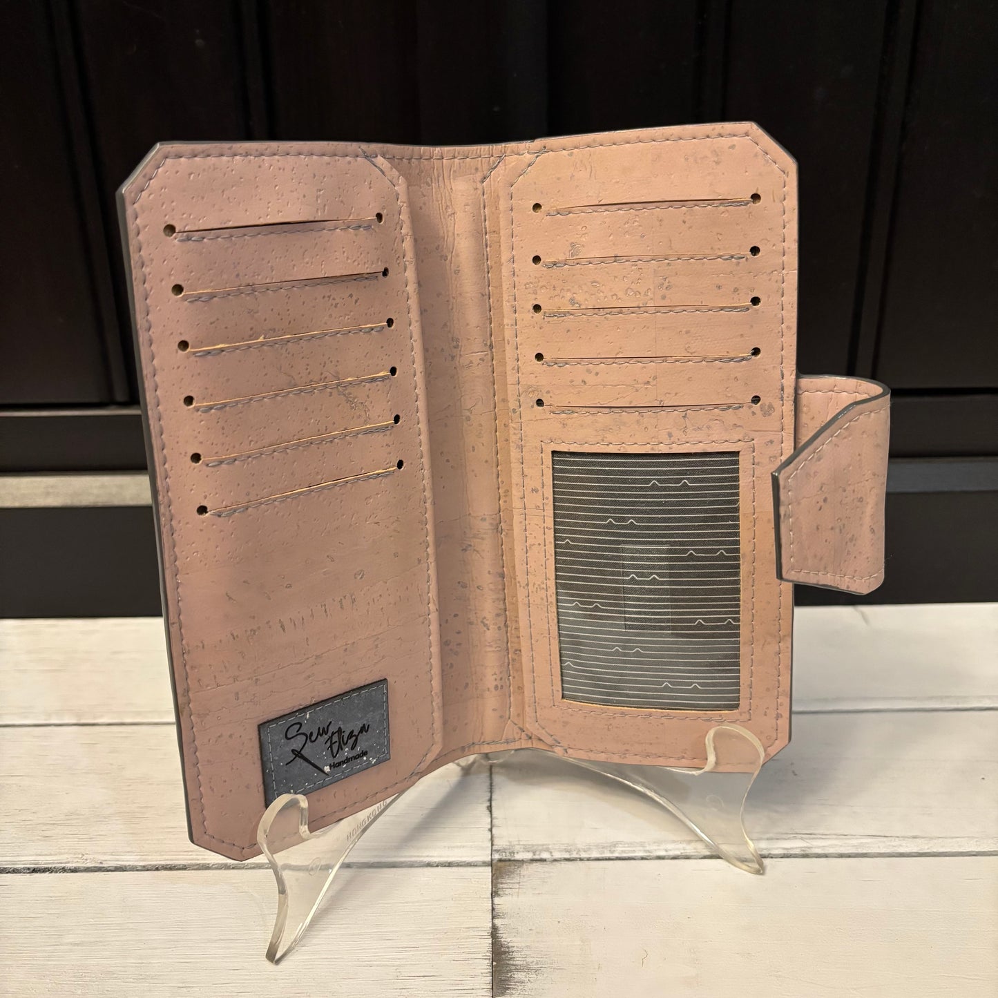 Tall Wallet - Pink Cork