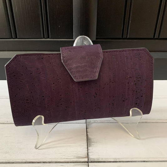 Tall Wallet - Eggplant Cork