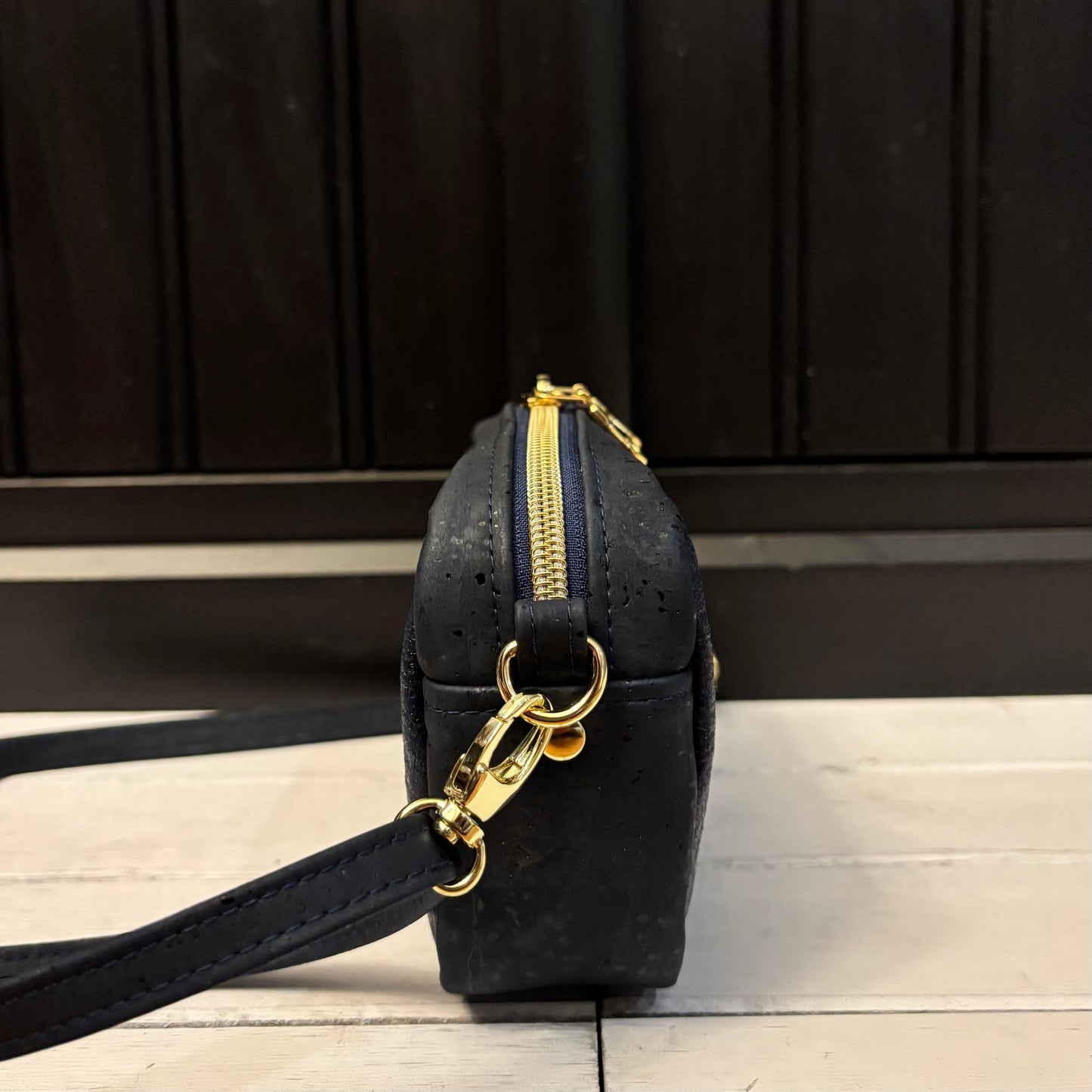 Tiny Cata Crossbody Bag - Navy Cork and Navy Piñatex