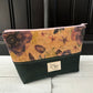 Open Wide Pouch - Small - Printed Anemone and Forest Green Cork