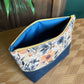 Open Wide Pouch - Small - Printed Prairie Flower and Navy Cork