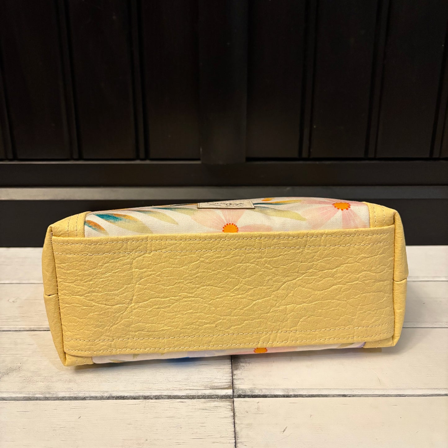 Oleander Pouch - Yellow Piñatex and Birds Waterproof Canvas