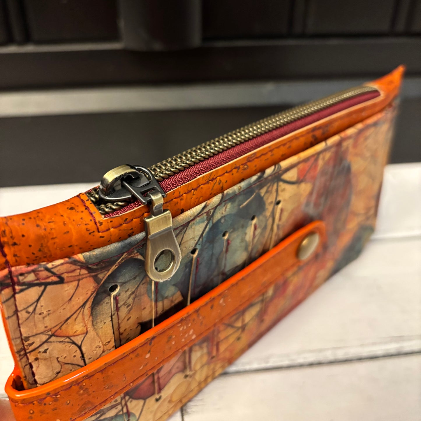 Purse Pal - Fall Leaves and Orange Cork