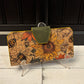 Tall Wallet - Bees and Army Green Cork