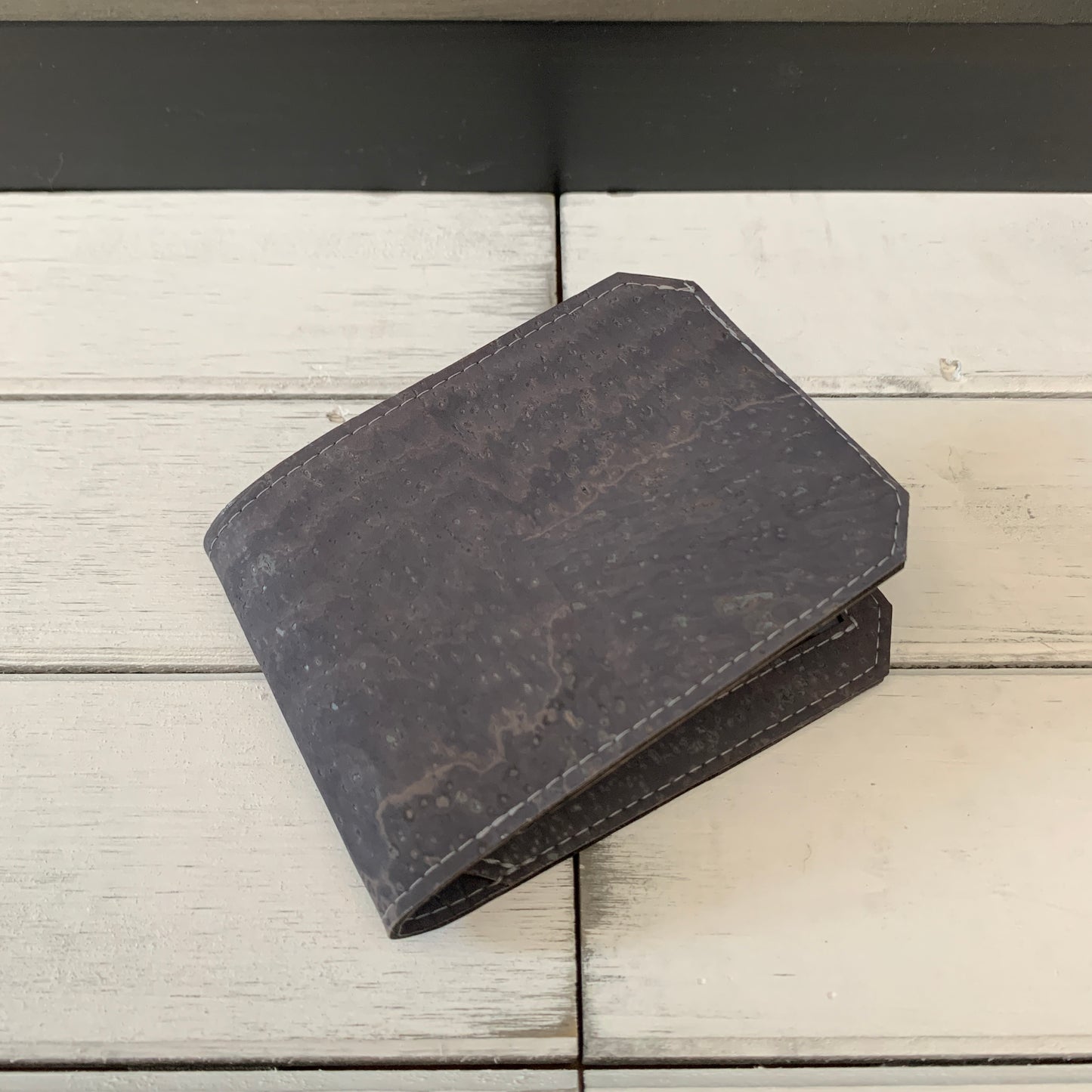 Bifold Wallet with ID Window - Charcoal Grey Cork
