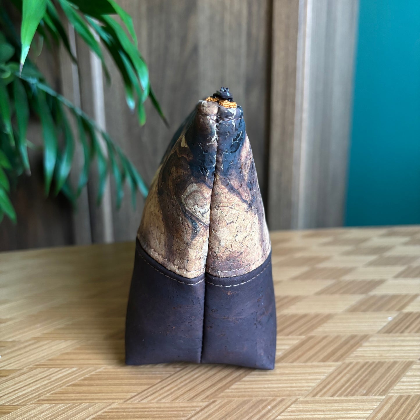 Open Wide Pouch - Small - Marble and Chocolate Brown
