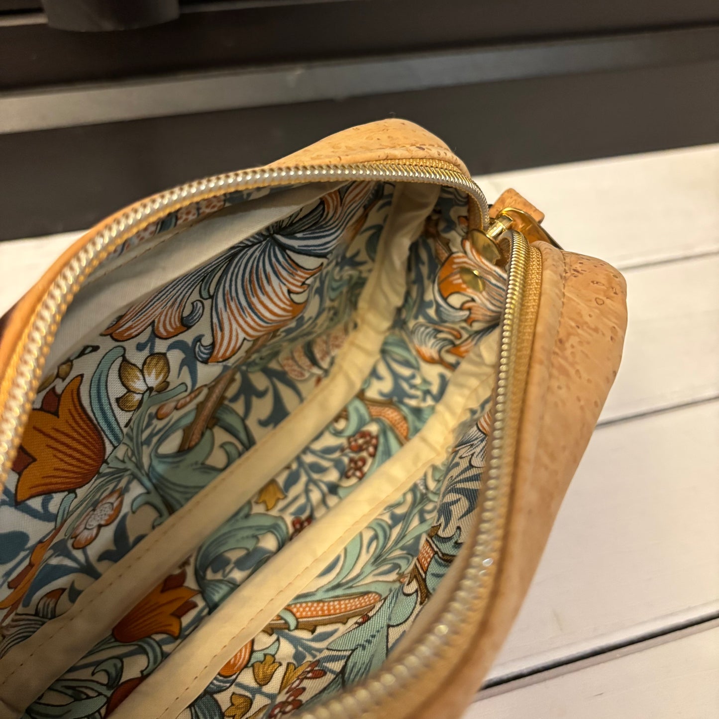 Tiny Cata Crossbody Bag - Natural Cork and Brown Piñatex