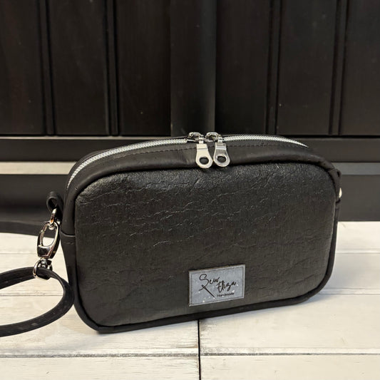 Tiny Cata Crossbody Bag - Black Cork and Black Piñatex