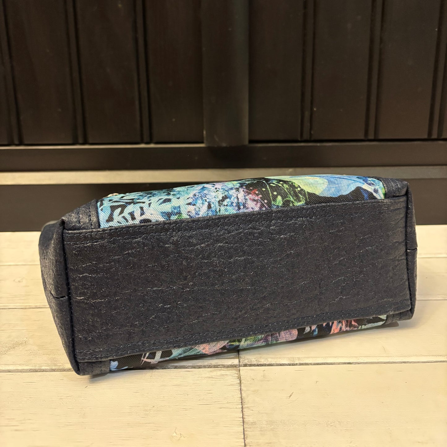 Oleander Pouch - Navy Piñatex and Floral Waterproof Canvas