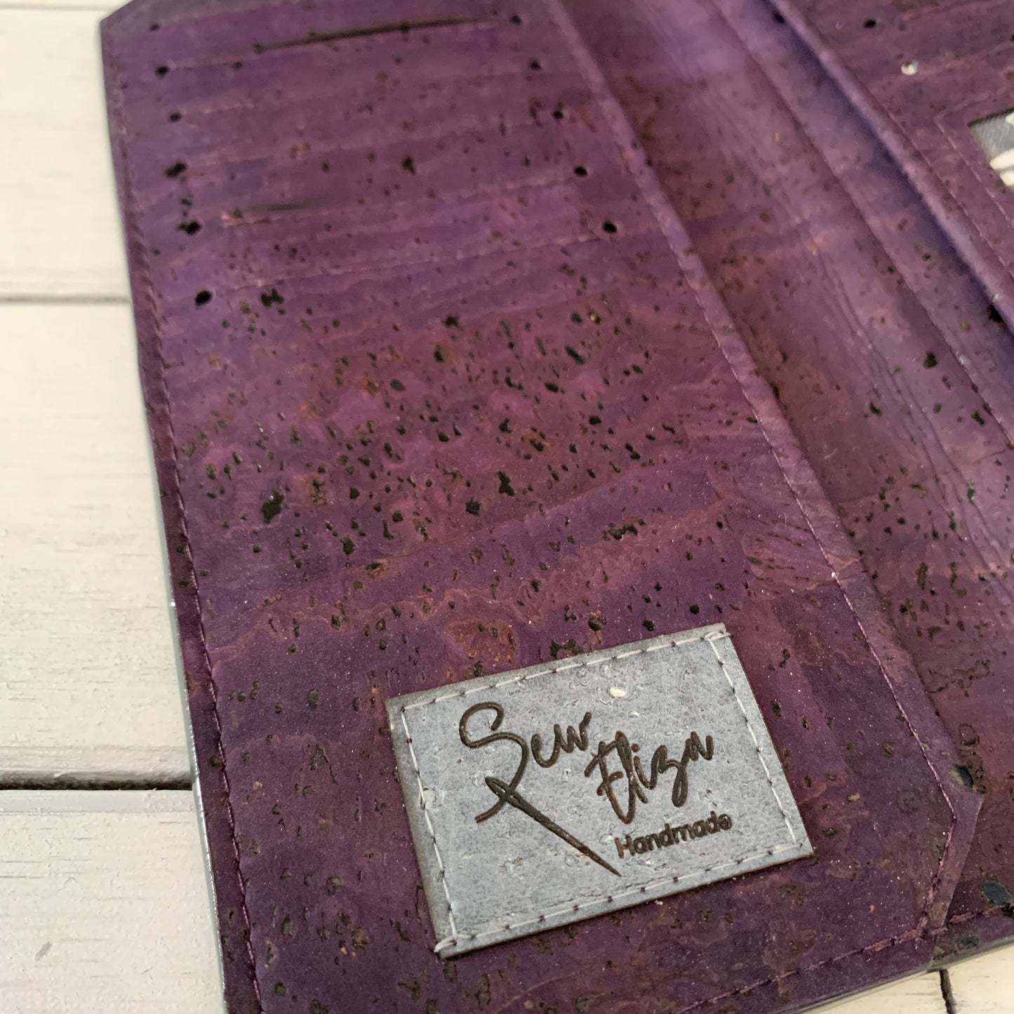 Tall Wallet - Eggplant Cork