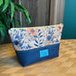 Open Wide Pouch - Small - Printed Prairie Flower and Navy Cork