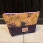 Open Wide Pouch - Small - Printed Anemone and Eggplant Cork