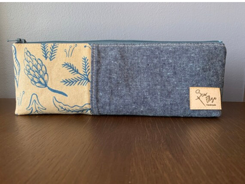 Canvas Pencil Case - Forest and Blue