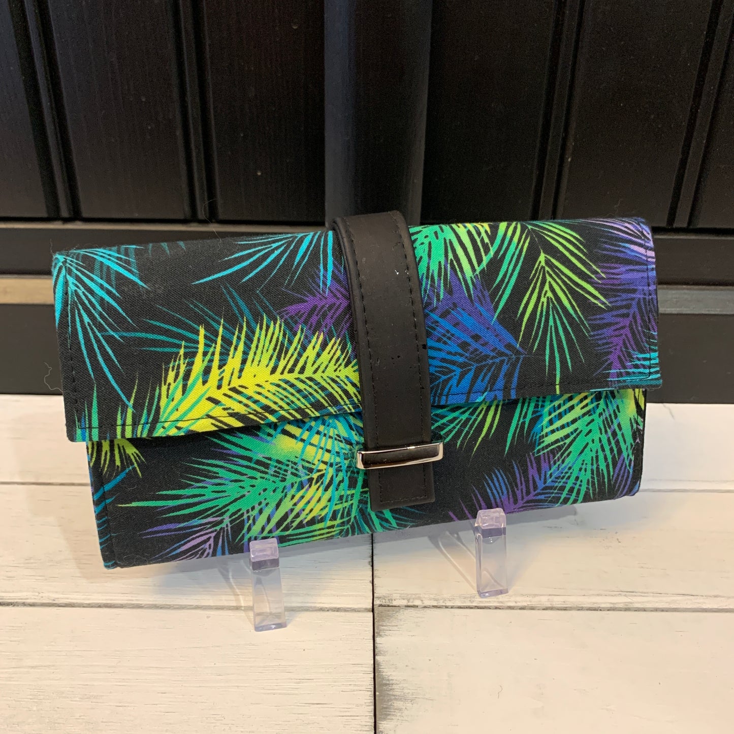 Worsley Wallet - Tropical Floral Cotton and Black Cork